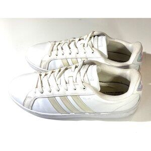 Adidas Neo White Sneakers Sz 10 Mens Athletic Shoes With Iridescent Logo